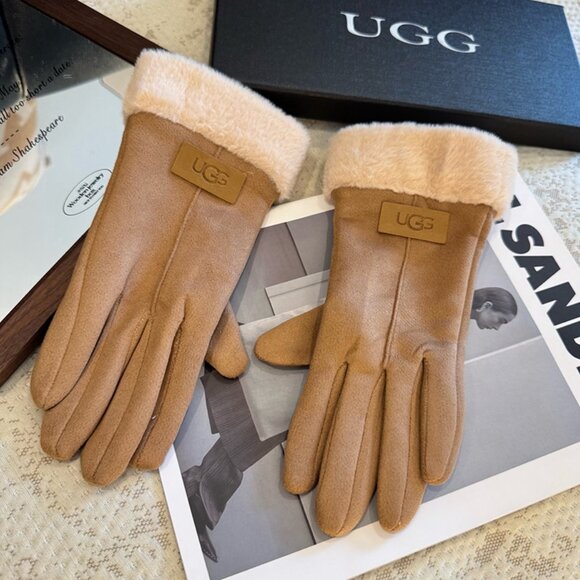 UGG Women's Brown Plush Gloves - Picture 3 of 6